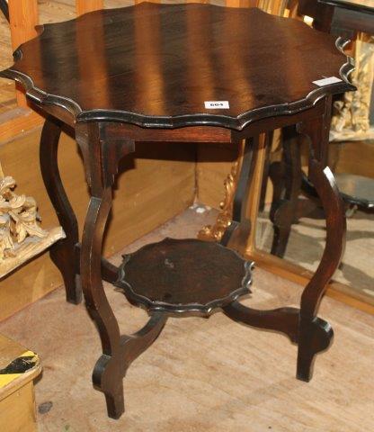 Late Vict piecrust top mahogany occ table(-)